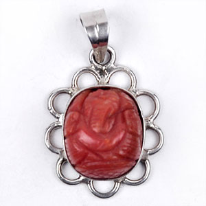 Coral Ganesh Locket(Big)